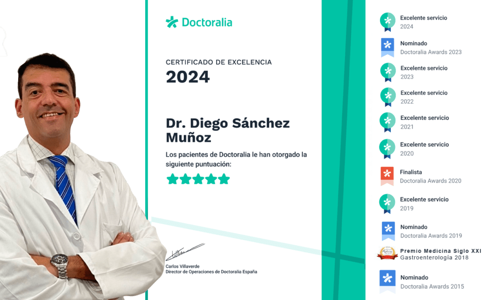 El Dr. Diego Sánchez Muñoz obtiene, un año más, el Certificado de Excelencia de Doctoralia
